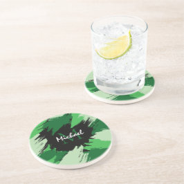 Brushstrokes skuggor av grönt namn med monogram underlägg