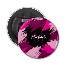 Brushstrokes-skuggor av shock rosa med monogram flasköppnare
