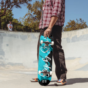 Brushy Cyan Black Mini Skateboard Bräda 18,5 Cm