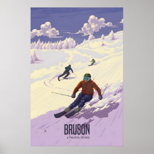 Bruson Schweiz Skidort Resa Affisch