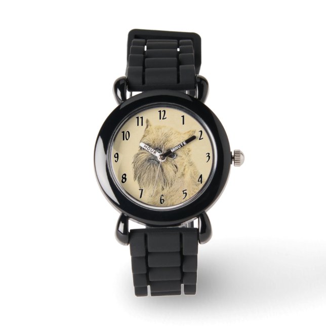 Brussel, rå målning - Original Hund Art Armbandsur (Framsida)
