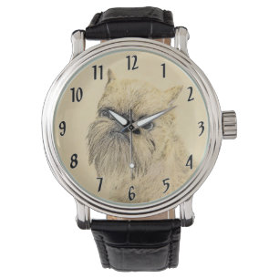Brussel, rå målning - Original Hund Art Armbandsur