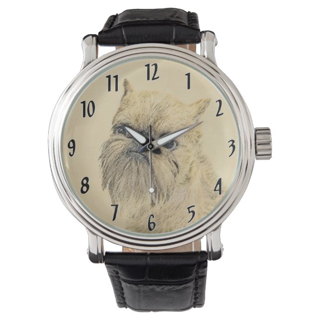 Brussel, rå målning - Original Hund Art Armbandsur (Framsida)