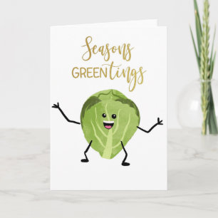 Brussel sprout, roligt julklapp hälsningar grönt kort