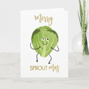 Brussel sprout, roligt julklapp hälsningar grönt kort