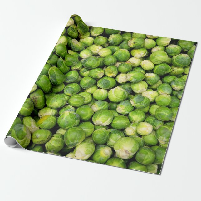 Brussel Sprouts Grönt Vegetable Roligt Presentpapper (Utrullad)