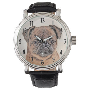 Brussel, utjämnad målning Original Hund Art Armbandsur