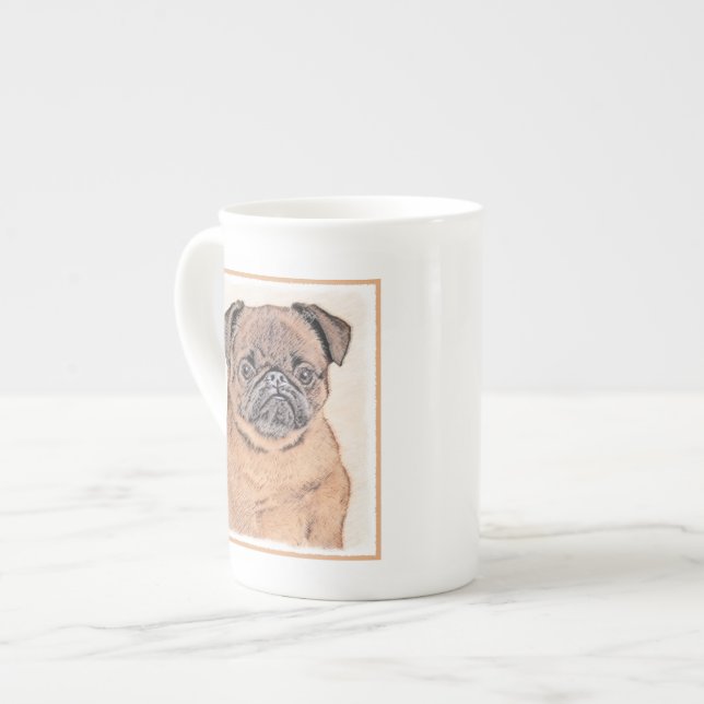Brussel, utjämnad målning Original Hund Art Benporslin Mugg (Framsida vänster)