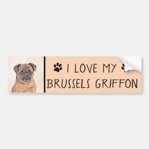 Brussel, utjämnad målning Original Hund Art Bildekal