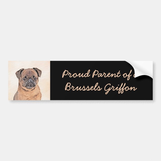 Brussel, utjämnad målning Original Hund Art Bildekal (Framsidan)
