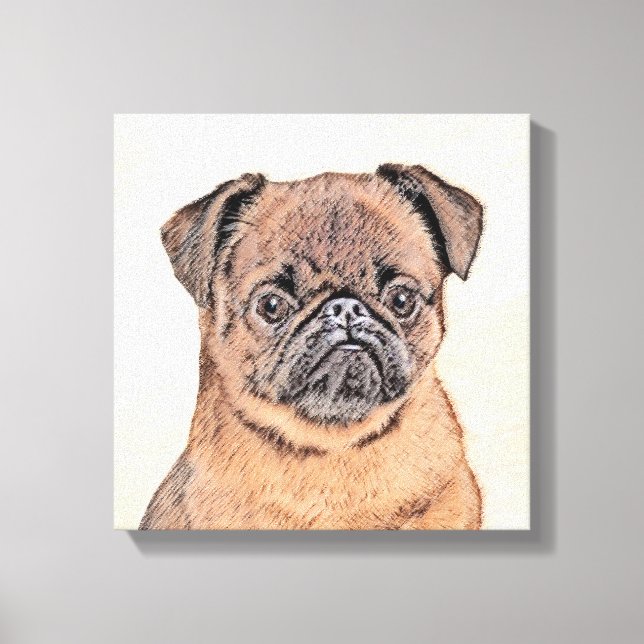 Brussel, utjämnad målning Original Hund Art Canvastryck (Framsida)