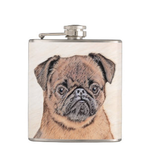 Brussel, utjämnad målning Original Hund Art Fickplunta
