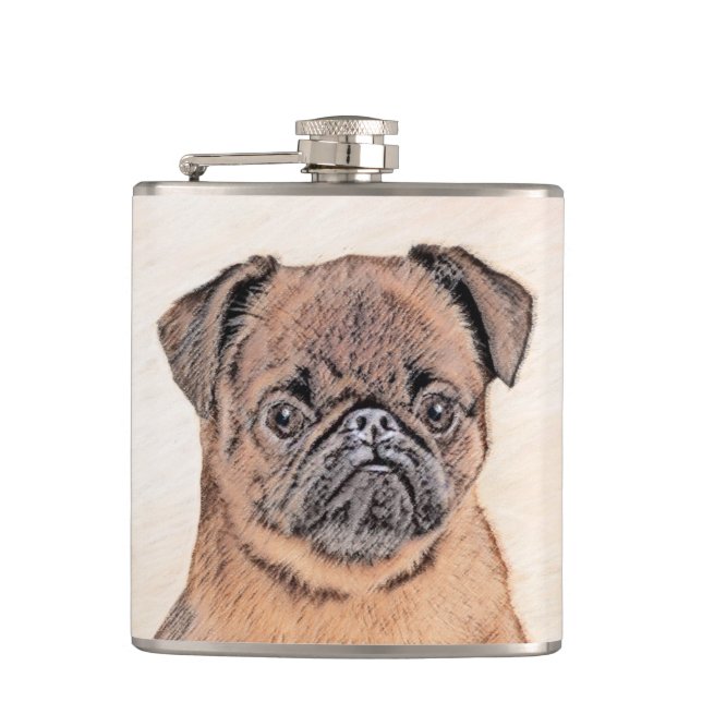 Brussel, utjämnad målning Original Hund Art Fickplunta (Framsidan)