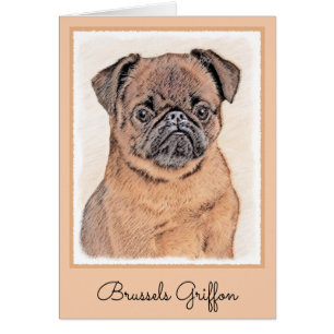 Brussel, utjämnad målning Original Hund Art Hälsningskort