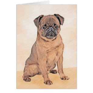 Brussel, utjämnad målning Original Hund Art Hälsningskort