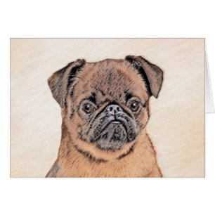 Brussel, utjämnad målning Original Hund Art Hälsningskort