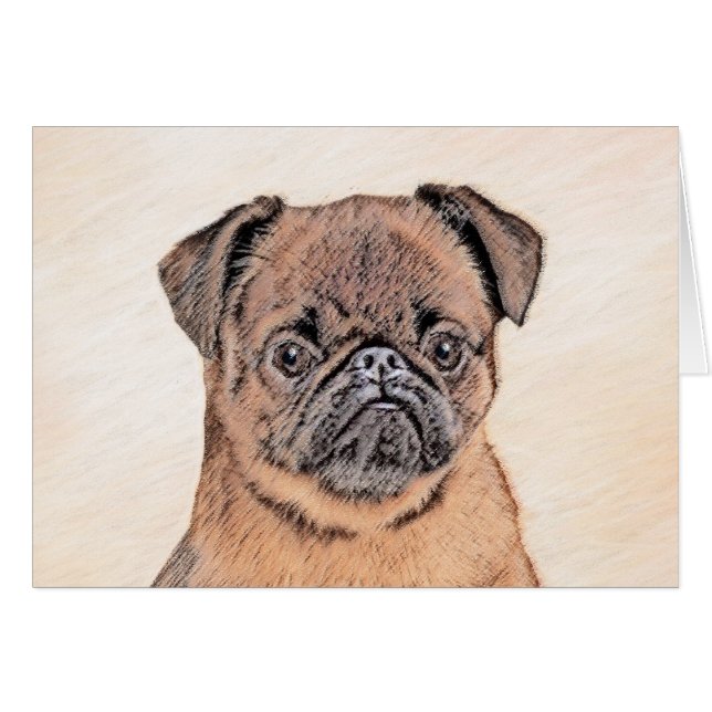 Brussel, utjämnad målning Original Hund Art Hälsningskort (Framsidan Horizontal)