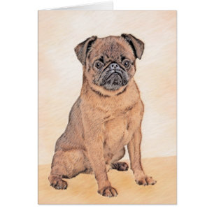 Brussel, utjämnad målning Original Hund Art Hälsningskort
