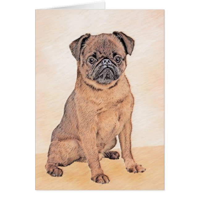 Brussel, utjämnad målning Original Hund Art Hälsningskort (Framsidan)