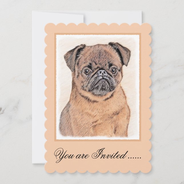 Brussel, utjämnad målning Original Hund Art Inbjudningar (Framsida)