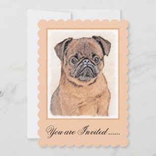 Brussel, utjämnad målning Original Hund Art Inbjudningar