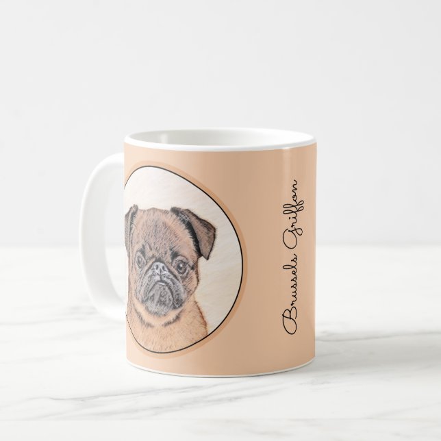 Brussel, utjämnad målning Original Hund Art Kaffemugg (Framsida vänster)