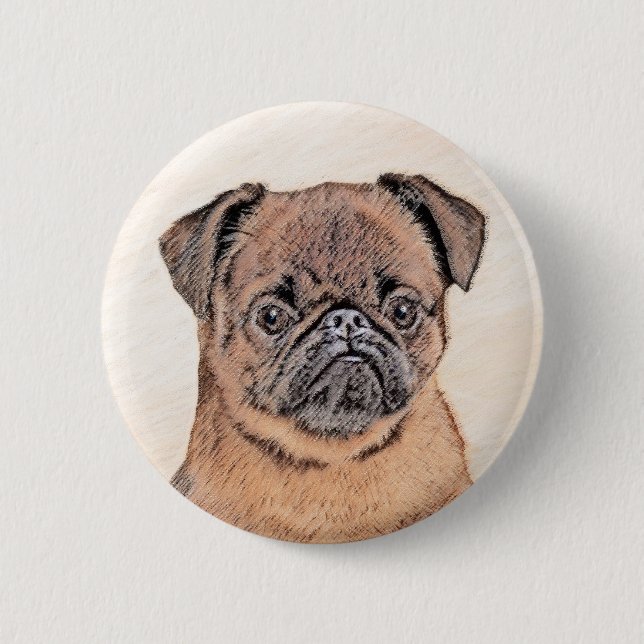 Brussel, utjämnad målning Original Hund Art Knapp (Framsida)