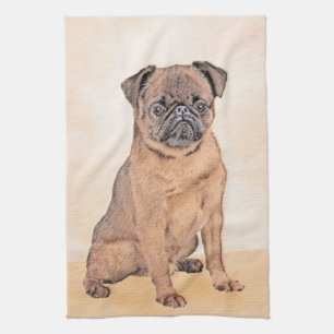 Brussel, utjämnad målning Original Hund Art Kökshandduk