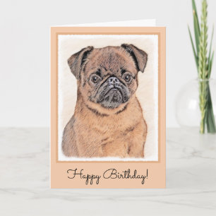 Brussel, utjämnad målning Original Hund Art Kort