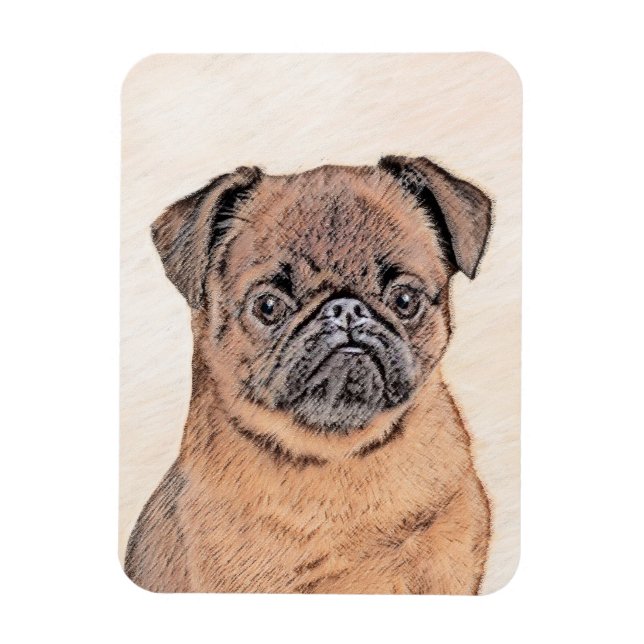 Brussel, utjämnad målning Original Hund Art Magnet (Vertikal)