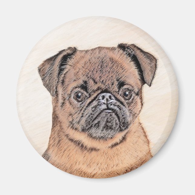 Brussel, utjämnad målning Original Hund Art Magnet (Framsidan)