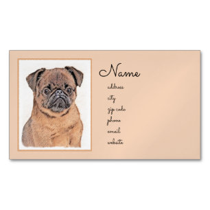 Brussel, utjämnad målning Original Hund Art Magnetiska Visitkort