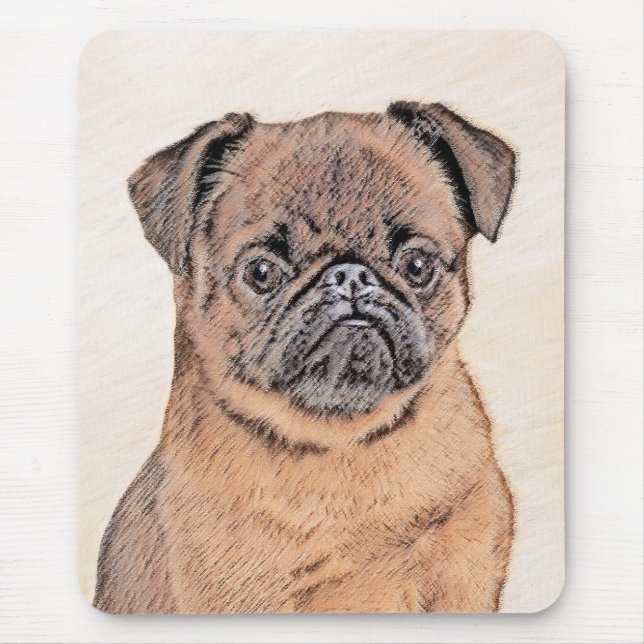 Brussel, utjämnad målning Original Hund Art Musmatta (Framsidan)