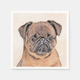 Brussel, utjämnad målning Original Hund Art Pappersservett