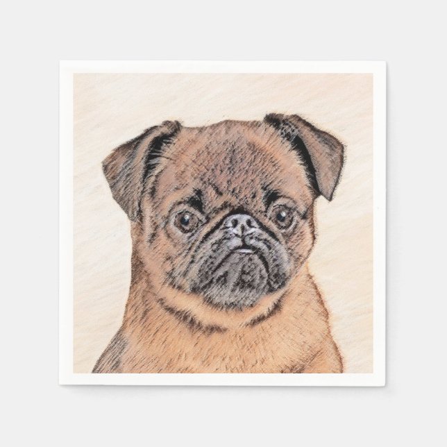 Brussel, utjämnad målning Original Hund Art Pappersservett (Framsidan)