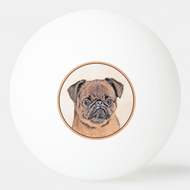 Brussel, utjämnad målning Original Hund Art Pingisboll (Framsidan)