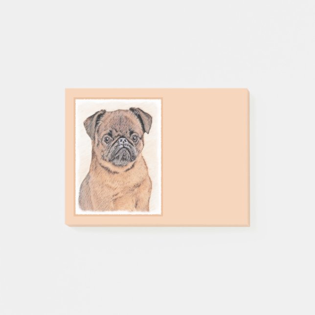 Brussel, utjämnad målning Original Hund Art Post-it Block (Framsida)