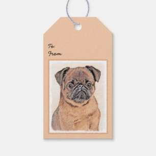Brussel, utjämnad målning Original Hund Art Presentetikett