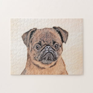Brussel, utjämnad målning Original Hund Art Pussel