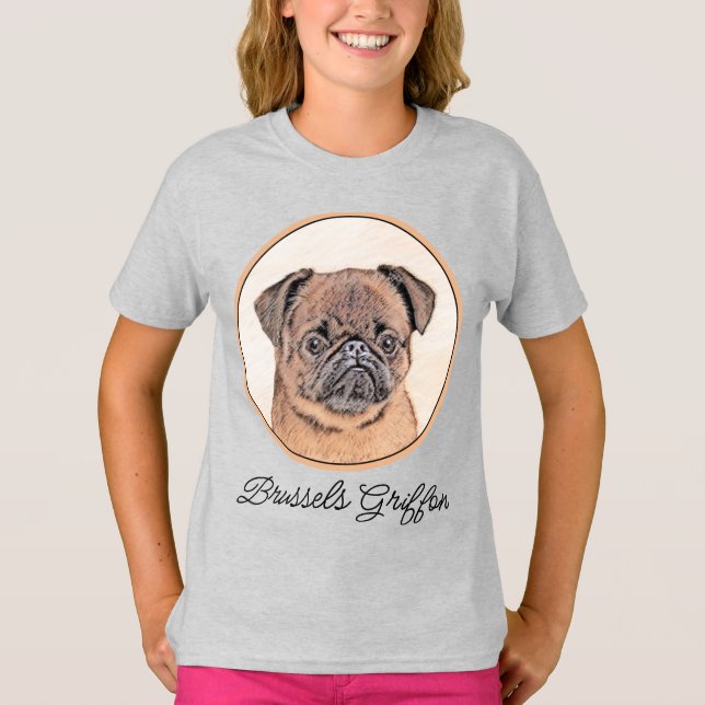 Brussel, utjämnad målning Original Hund Art T Shirt (Framsida)