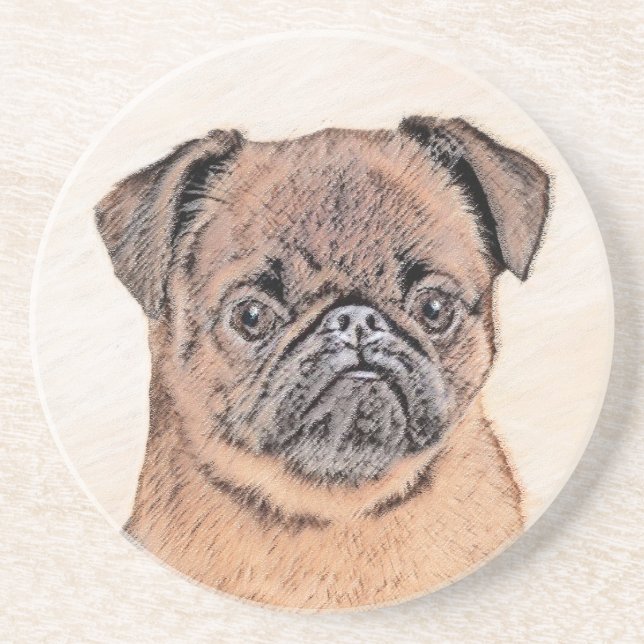 Brussel, utjämnad målning Original Hund Art Underlägg (Framsidan)