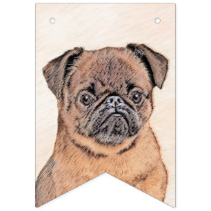 Brussel, utjämnad målning Original Hund Art Vimplar