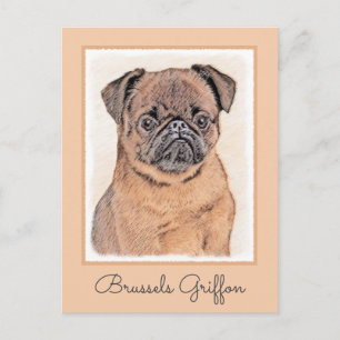 Brussel, utjämnad målning Original Hund Art Vykort