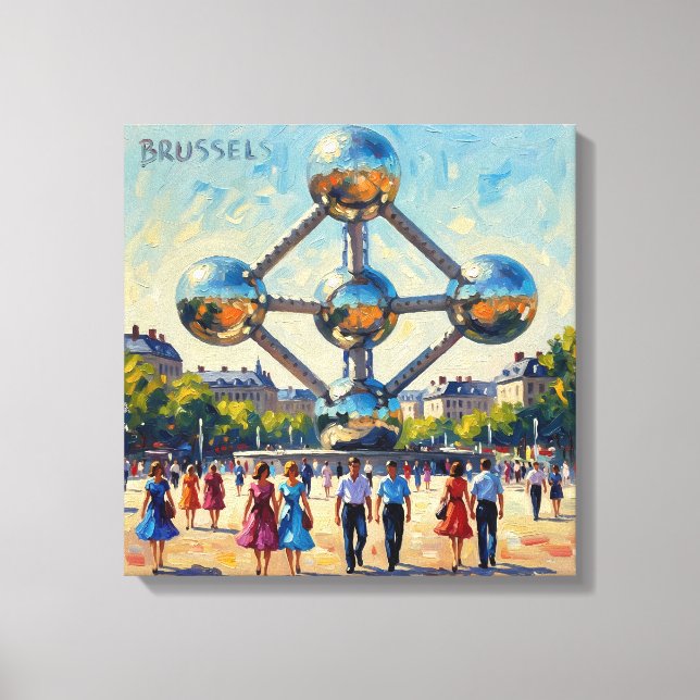 Brussels Atomium Iconic Monument Stretched Canvas (Framsida)