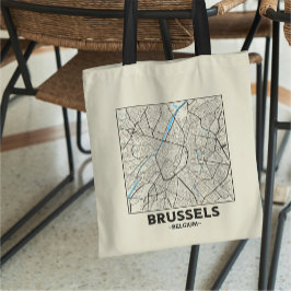 Brussels, Belgium City Map Tote Bag Tygkasse