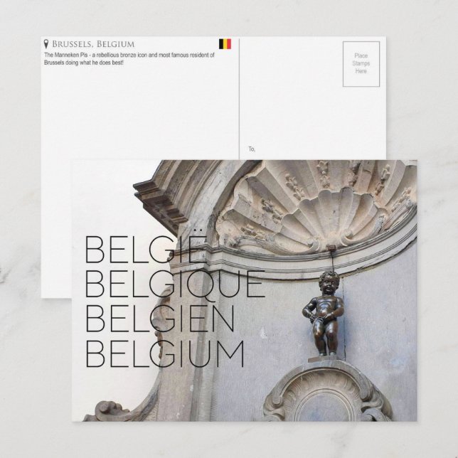 Brussels, Belgium Travel Postcard Vykort (Fram/baksida)
