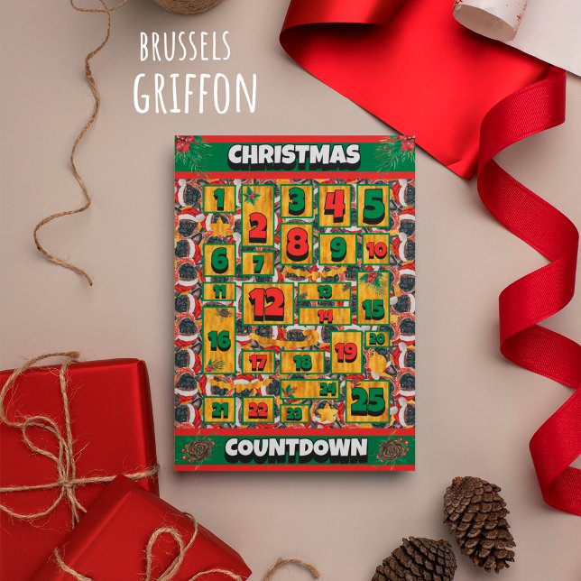 Brussels Dog Countdown Jul Adventskalender Julkort (Skapare uppladdad)