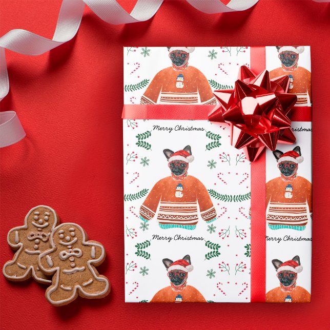 Brussels Dog Wearing Christmas Sweater Festive Presentpapper (Skapare uppladdad)