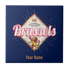 Brussels Europe Capital Belgium Retro Lejon Vintag Kakelplatta