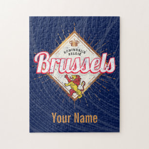 Brussels Europe Capital Belgium Retro Lejon Vintag Pussel